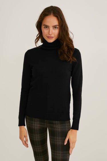 Damen - Rollkragenpullover - schwarz