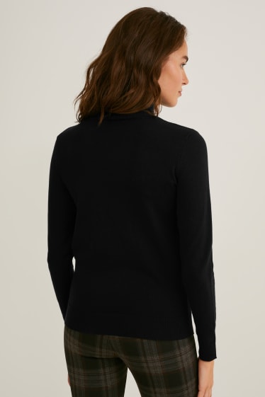 Damen - Rollkragenpullover - schwarz