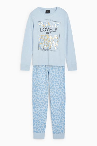 Kinder - Pyjama - 2 teilig - hellblau-melange