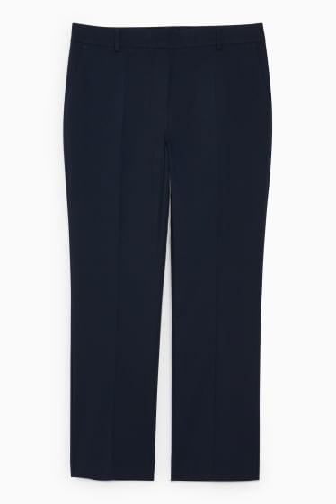 Femmes - Pantalon en toile - mid-waist - coupe droite - bleu foncé
