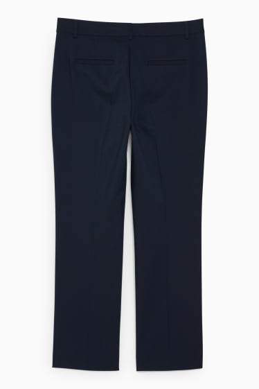 Femmes - Pantalon en toile - mid-waist - coupe droite - bleu foncé