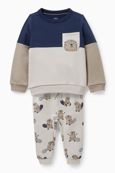 Babys - Baby-Thermo-Outfit - 2 teilig - beige-melange