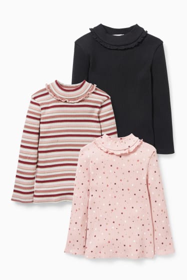 Kinderen: meisjes - Set van 3 - longsleeve - roze