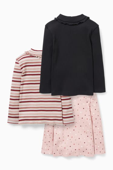 Kinderen: meisjes - Set van 3 - longsleeve - roze
