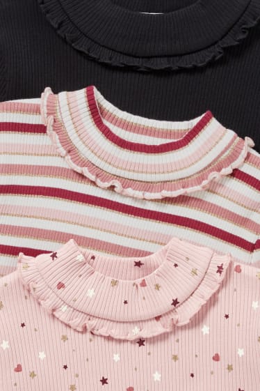 Kinderen: meisjes - Set van 3 - longsleeve - roze