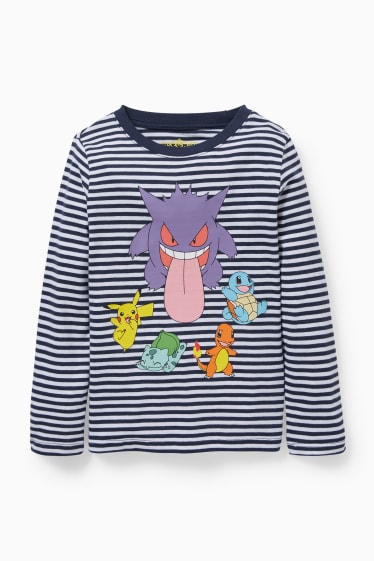 Children - Pokémon - long sleeve top - striped - dark blue / white