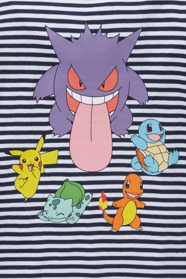 Children - Pokémon - long sleeve top - striped - dark blue / white