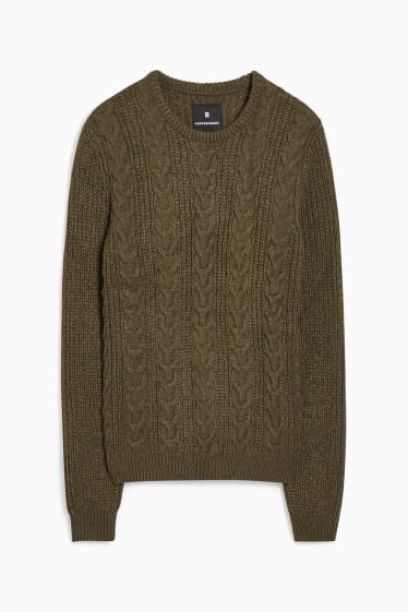 Uomo - CLOCKHOUSE - maglione - motivo a treccia - verde scuro