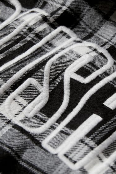 Heren - CLOCKHOUSE - overhemdjas met capuchon - geruit - zwart / wit