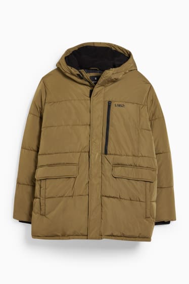 Men - CLOCKHOUSE - quilted jacket with hood - khaki