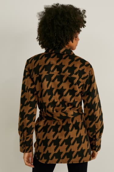 Donna - Shacket - a quadretti - marrone