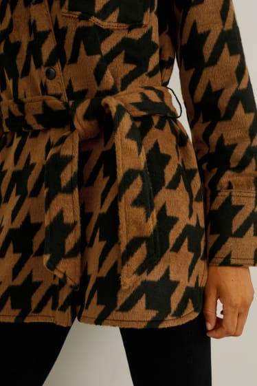 Donna - Shacket - a quadretti - marrone
