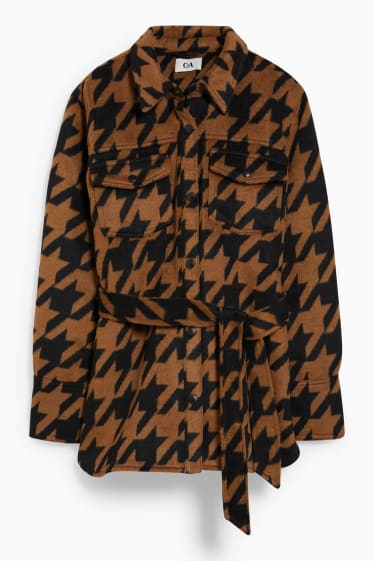 Donna - Shacket - a quadretti - marrone