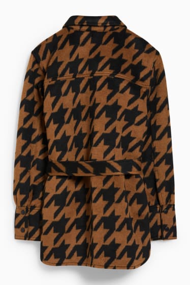 Donna - Shacket - a quadretti - marrone