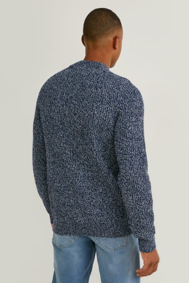 Hommes - Pull - bleu foncé / blanc