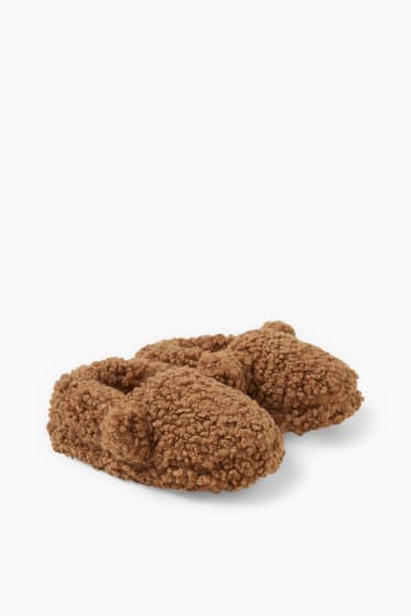 Bambini - Pantofole in pelo teddy - havana