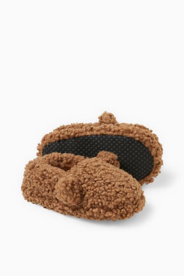 Bambini - Pantofole in pelo teddy - havana