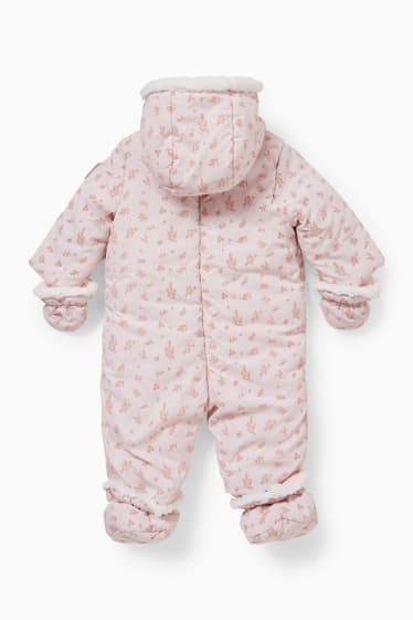 Baby Mädchen - Baby-Schneeanzug mit Kapuze - rosa