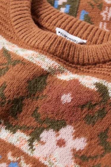 Femmes - CLOCKHOUSE - pullover - à fleurs - marron