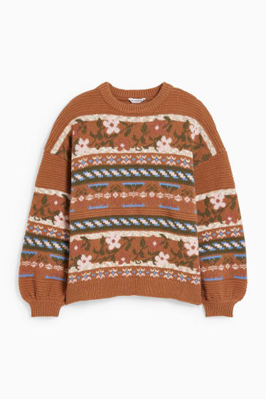 Femmes - CLOCKHOUSE - pullover - à fleurs - marron