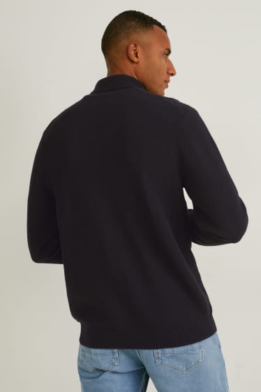 Men - Polo neck jumper - dark blue