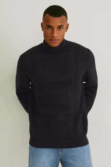 Herren - Rollkragenpullover - dunkelblau