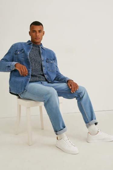 Bărbați - Cămașă din denim - regular fit - guler Kent - denim-albastru