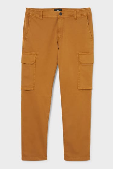 Hommes - Pantalon cargo - tapered fit - jaune moutarde