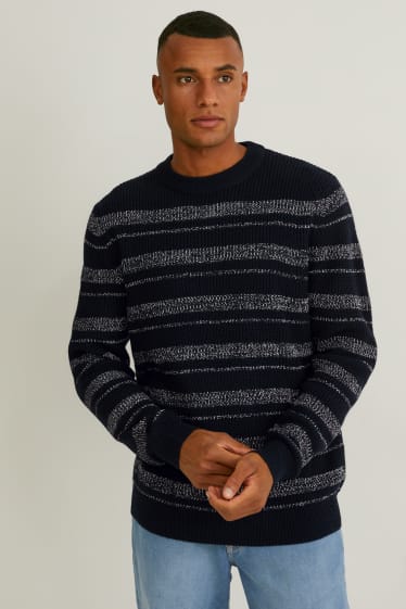 Uomo - Maglione - a righe - nero