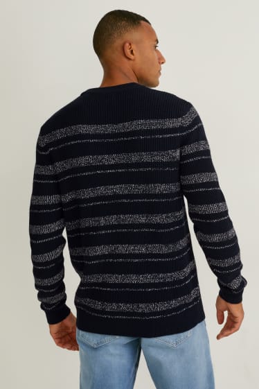 Herren - Pullover - gestreift - schwarz