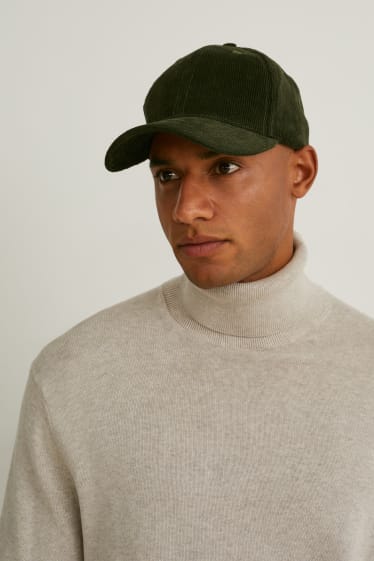 Uomo - Cappellino di velluto a coste - verde scuro