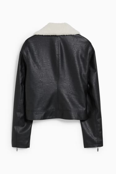Donna - Giacca stile motociclista - similpelle - nero
