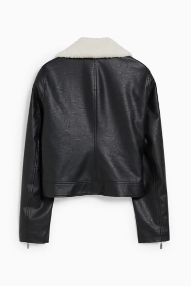 Femmes - Blouson motard - synthétique - noir