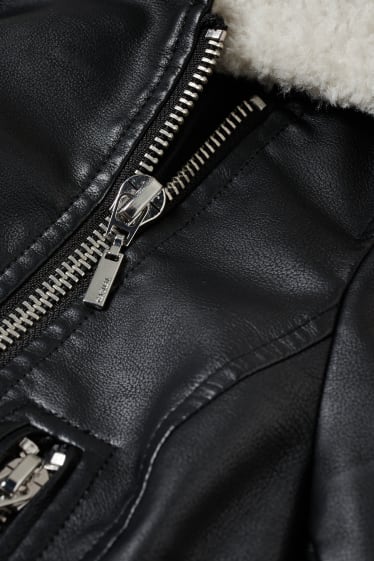 Donna - Giacca stile motociclista - similpelle - nero
