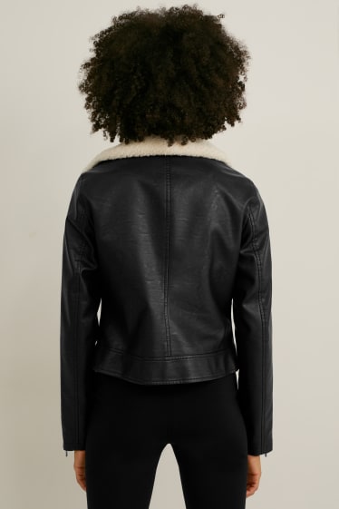 Femmes - Blouson motard - synthétique - noir