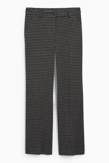 Donna - Pantaloni di stoffa - vita media - gamba ampia - a quadretti - grigio scuro