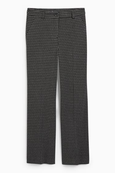 Women - Cloth trousers - mid-rise waist - wide leg - check - dark gray