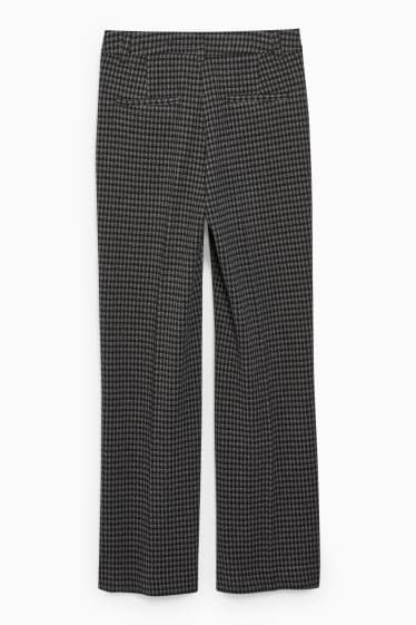 Women - Cloth trousers - mid-rise waist - wide leg - check - dark gray