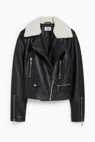 Femmes - Blouson motard - synthétique - noir