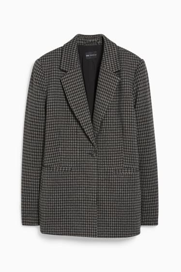 Dames - Blazer - regular fit - geruit - zwart / grijs