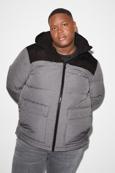 Men - CLOCKHOUSE - quilted jacket with hood - gray-melange