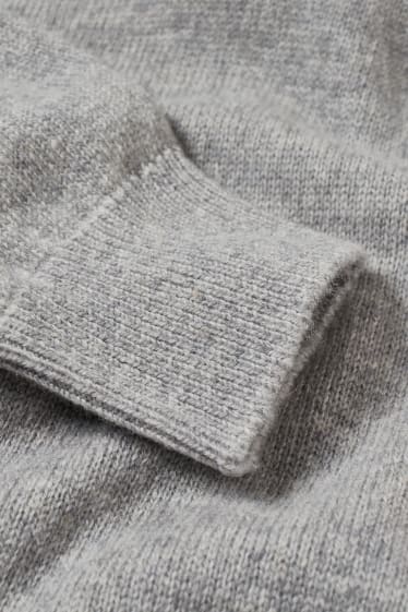 Hommes - Pull à col roulé en laine vierge - gris clair chiné