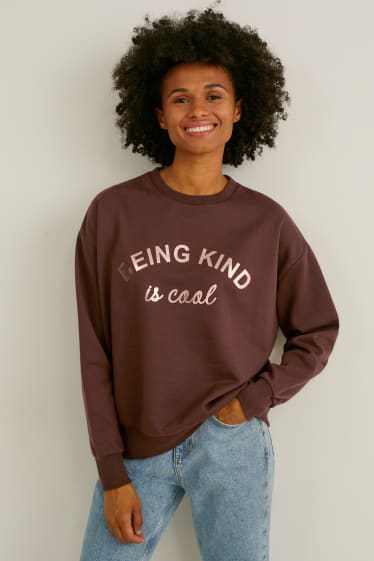 Women - Sweatshirt - shiny - dark brown