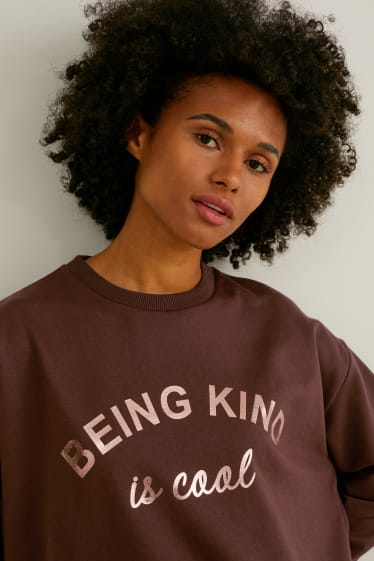 Femmes - Sweat - finition brillante - marron foncé