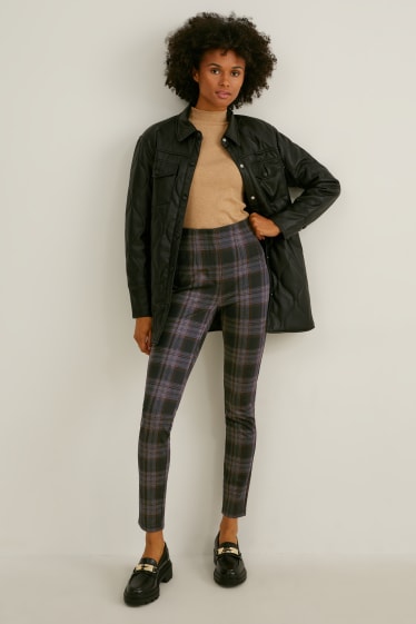 Femmes - Pantalon en jersey - skinny fit - à carreaux - noir / gris