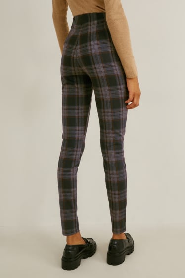 Mujer - Pantalón de punto - skinny fit - de cuadros - negro / gris