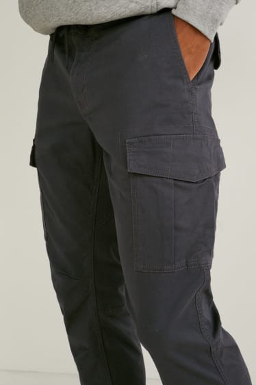 Pánské - Cargo kalhoty - tapered fit - LYCRA® - antracitová