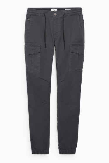 Pánské - Cargo kalhoty - tapered fit - LYCRA® - antracitová