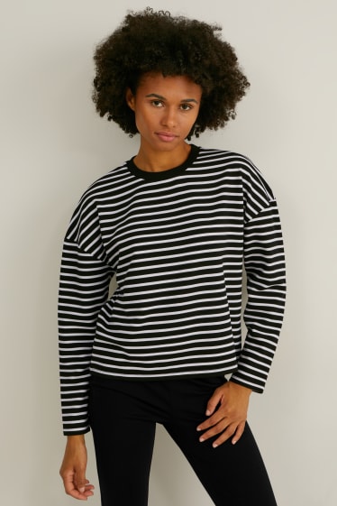 Dames - Longsleeve - gestreept - zwart / wit