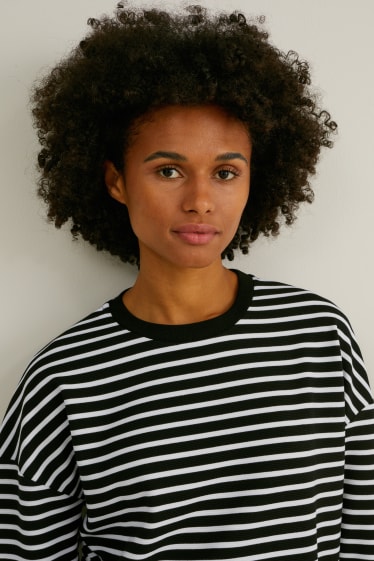 Femei - Tricou cu mânecă lungă - cu dungi - negru / alb